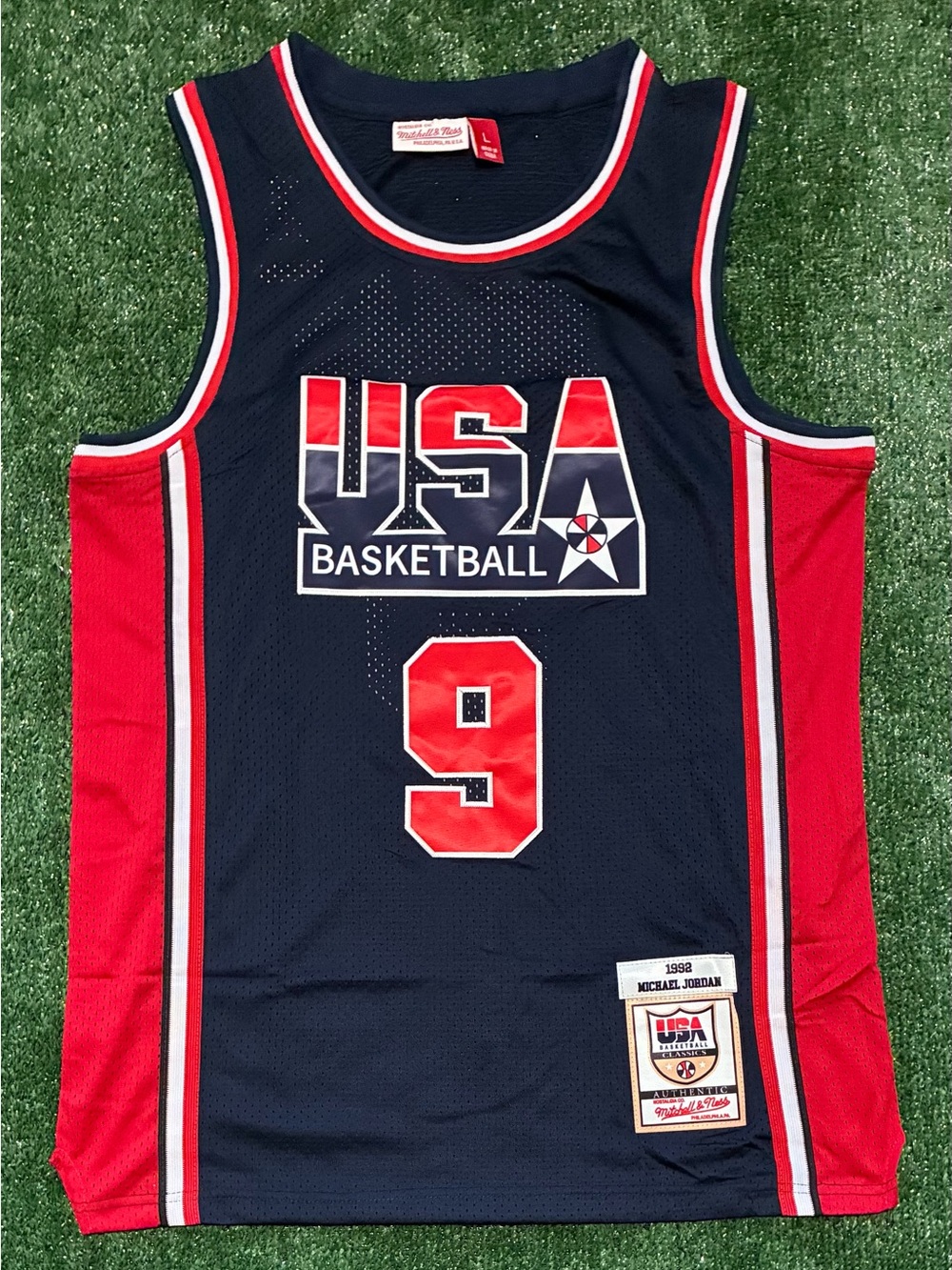 USA Basketball Michael Jordan  Retro Jersey #9 Navy and Red